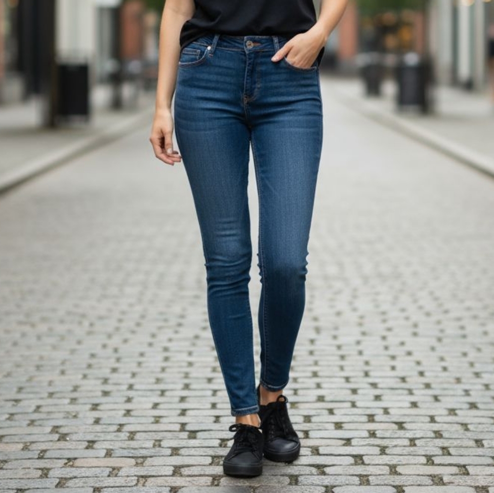 Lacoste Mid Rise Skinny Dark Denim Jeans Sz 27